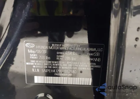 2020 Hyundai Sonata Limited from USA, damaged, VIN 5NPEH4J29LH052580
